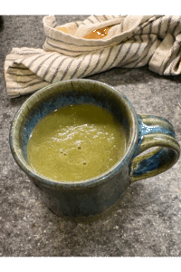 green smoothie in an Adirondak mug