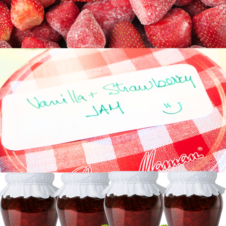 Homemade Strawberry with Vanilla Easy Jam Recipe with Frozen Berries